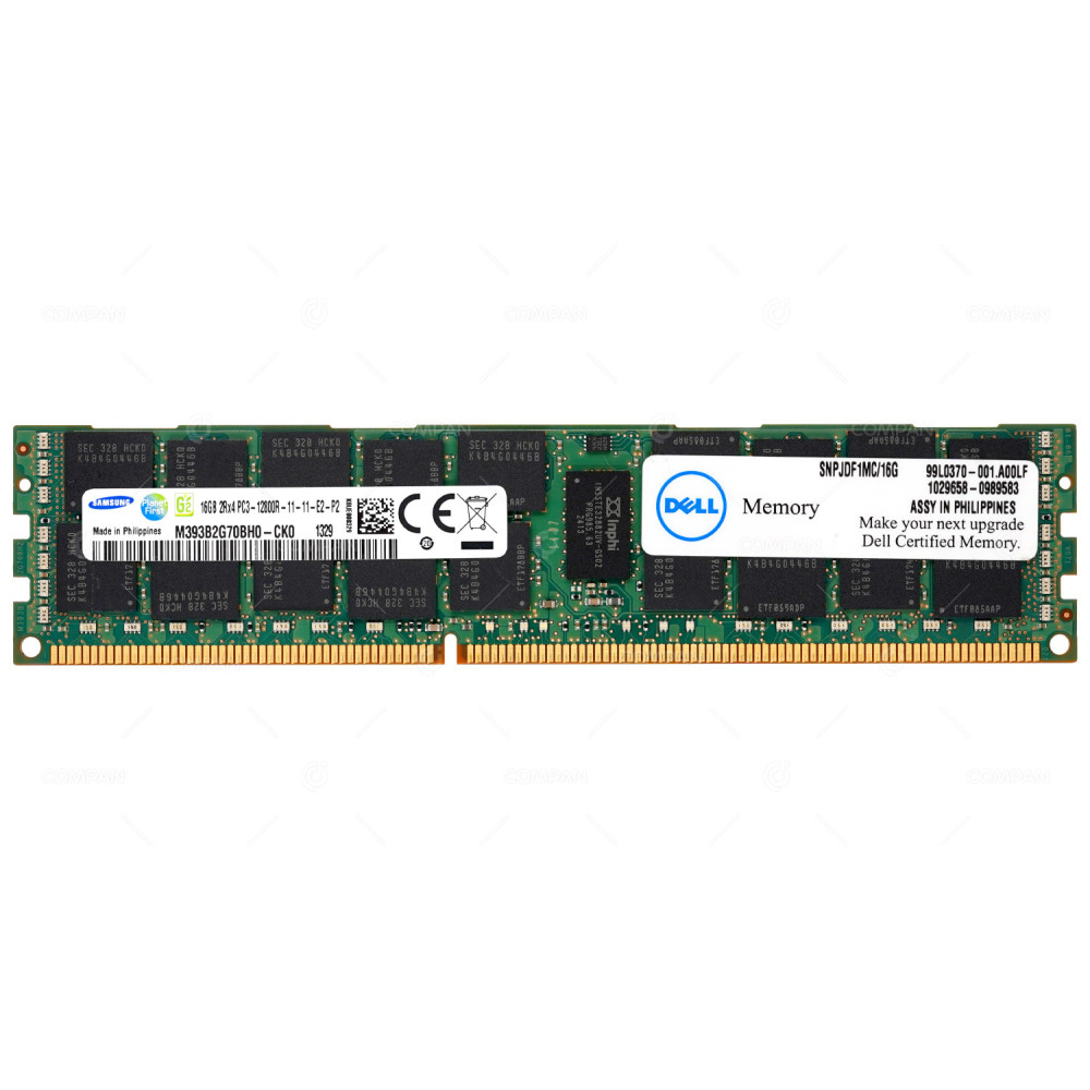 SNPJDF1MC-16G  DELL DDR3 16GB 2RX4 PC3-12800 1600MHZ RDIMM CAS 11-11-11